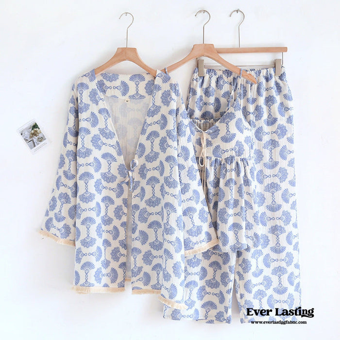 Tassel Tank Cardigan and Long Pants Pajama Set - Ever Lasting