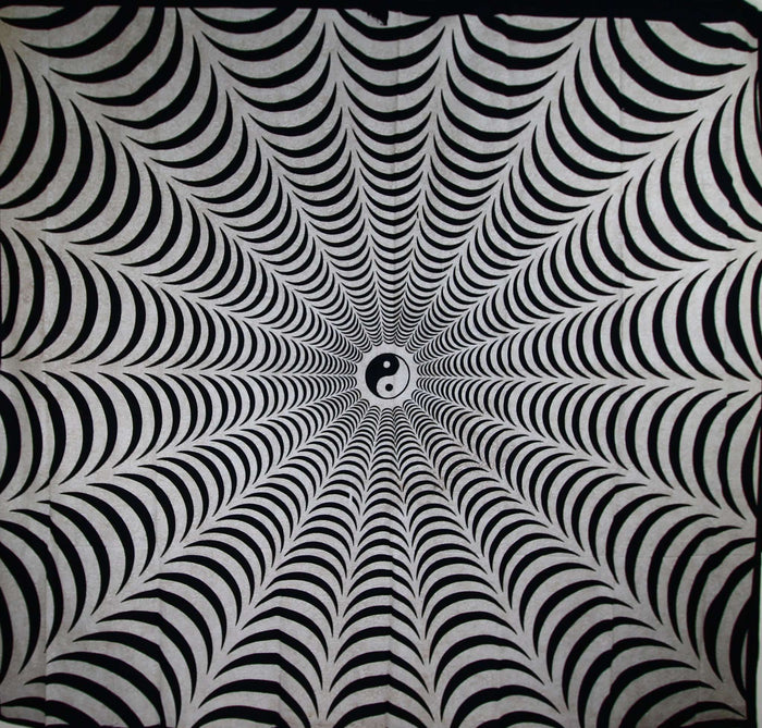 Black & White Trippy Yin Yang 3D Effect Tapestry