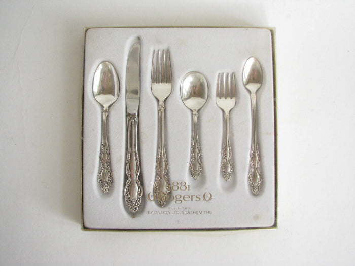 edgebrookhouse - Vintage 1967 Rogers Oneida Baroque Rose Silverplate Children's Progress Flatware Set - 6 Pieces