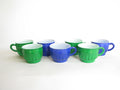 edgebrookhouse - Vintage Anchor Hocking Rainbow Glass Style Blue Green Cups - Set of 7