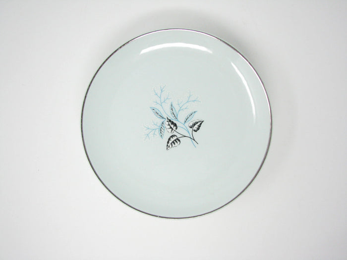 edgebrookhouse - Vintage Ballerini Mist Aqua Ironstone Bread or Dessert Plates with Leaves Design - Set of 6