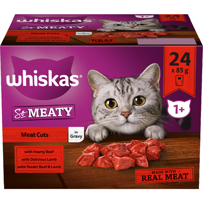 WHISKAS SINGLE POUCH SO MEATY 24X85G
