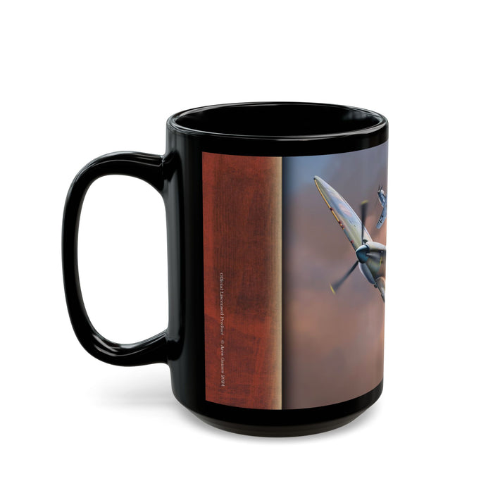 Wings Of Glory WW2 Black Mug 11oz 15oz featuring a vintage aircraft design for aviation enthusiasts