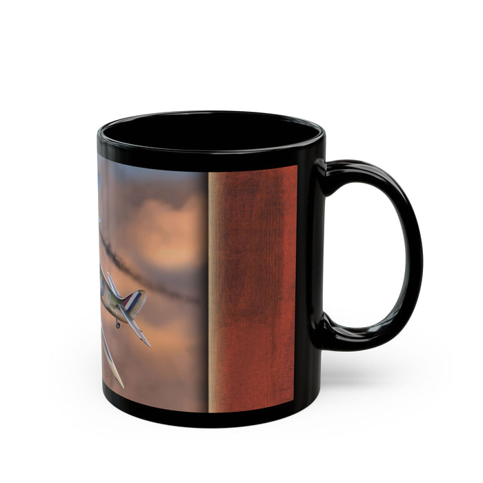 Wings Of Glory WW2 Black Mug 11oz 15oz featuring vintage aircraft design for aviation enthusiasts