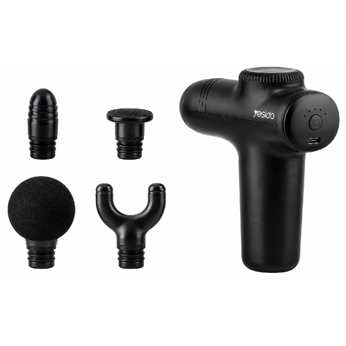 Yesido MG01 Massage Gun 5 Speeds Deep Tissue with 4 Heads - Black
