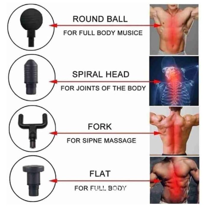 Yesido MG01 Massage Gun 5 Speeds Deep Tissue with 4 Heads - Black