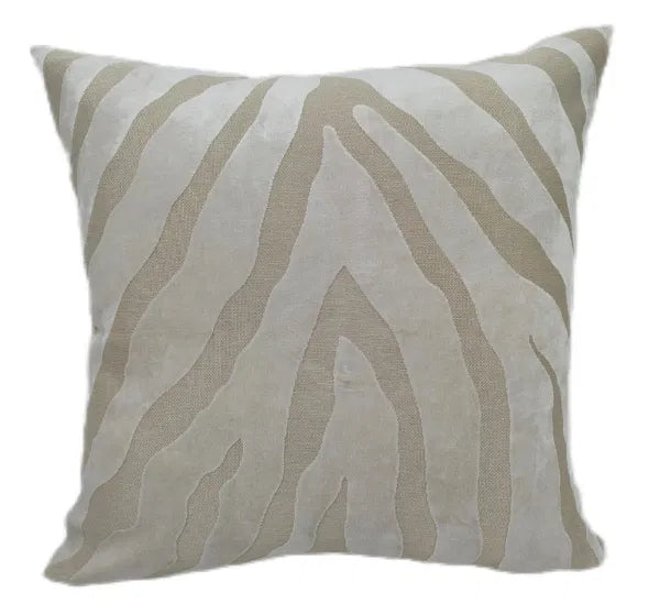 Decorative pillow with zebra pattern on a white background