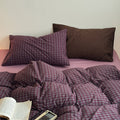 - Ever Lasting - Zinnia Gingham Washed Cotton Bedding Set / Pink + Purple - Bedding Set - Ever Lasting