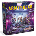 Zombicide Army Of The Dead board game box featuring characters in a zombie survival scene