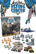 Zombicide Expansion: Monty Python's Flying Circus game box with miniatures and game components displayed