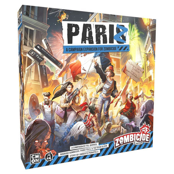 Zombicide Paris expansion board game by CMON featuring survivors fighting zombies in Paris streets